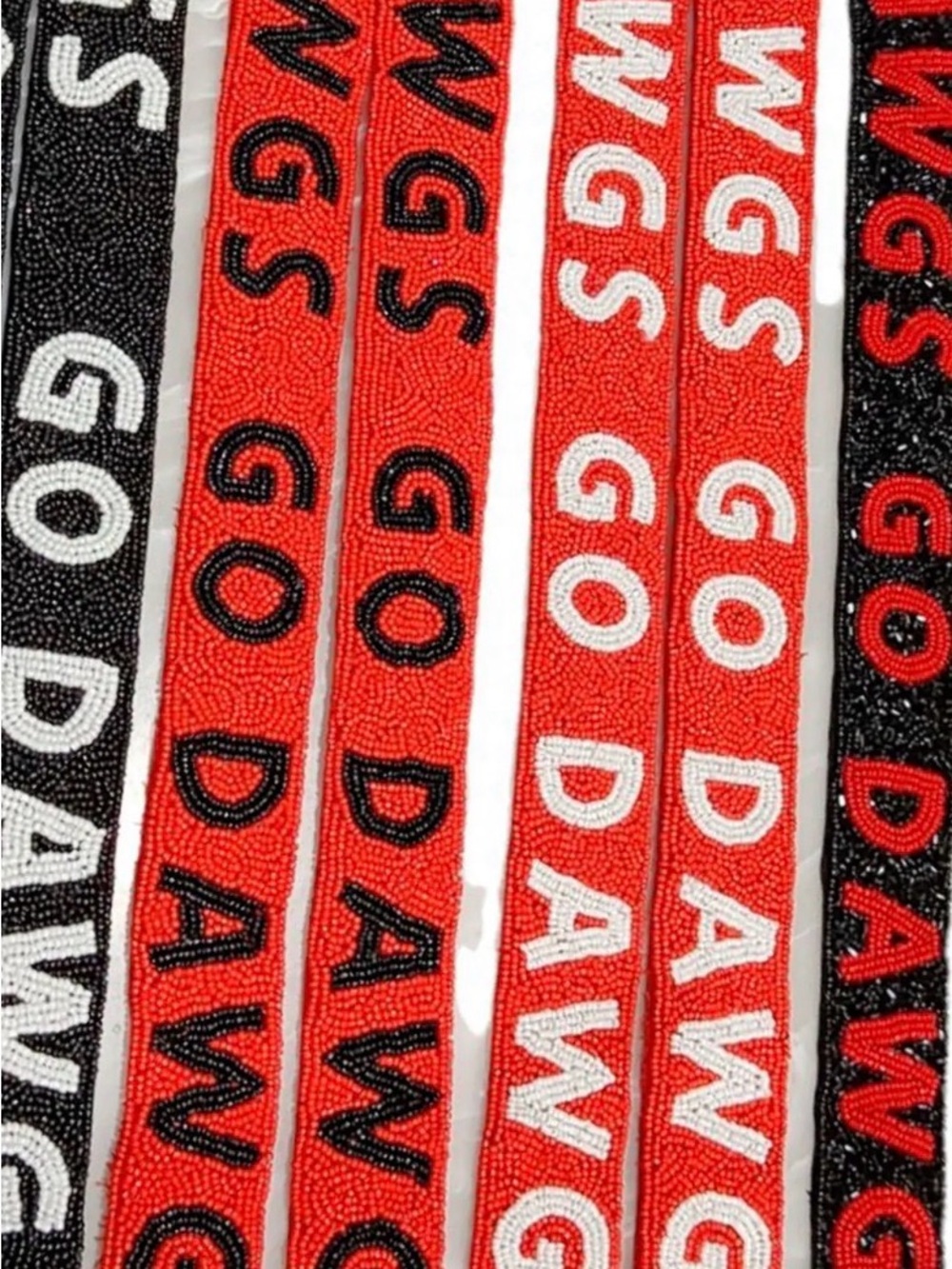 UGA Beaded 'GO DAWGS' Red and Black Purse Strap